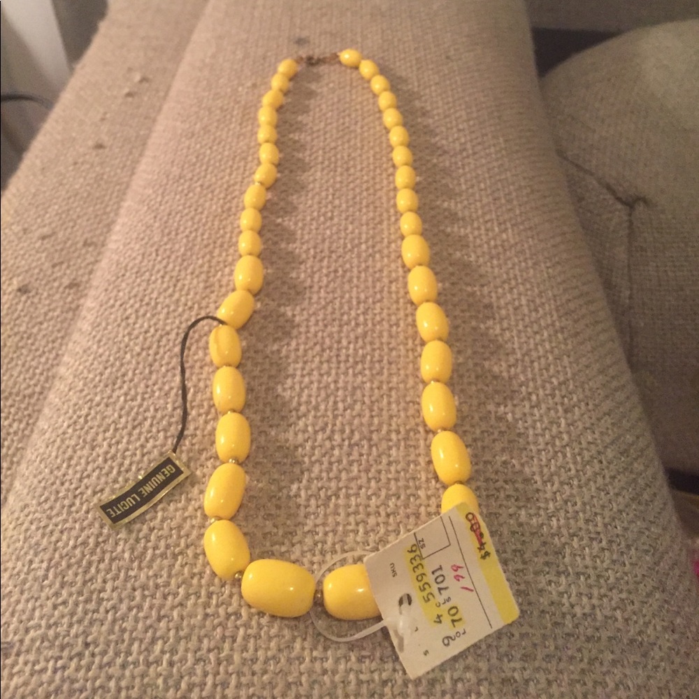 Vintage Yellow Lucite Bead Necklace